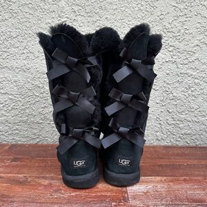 Black Ugg Bailey Bow Tall, Adult Size 10